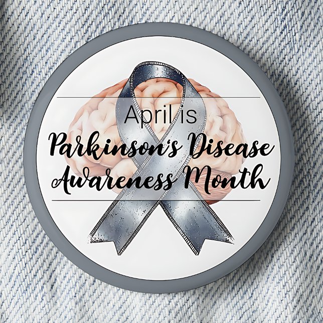 April Parkinson's Disease Brain Awareness Month 2 Inch Round Button (April is Parkinson's Disease Awareness Month pinback button.)