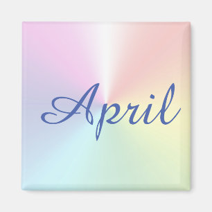 April Rainbow Amazone Blue Square Magnet by Janz
