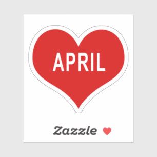 APRIL Red Love Heart Vinyl Sticker