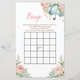 April Shower Umbrella Baby Shower Bingo