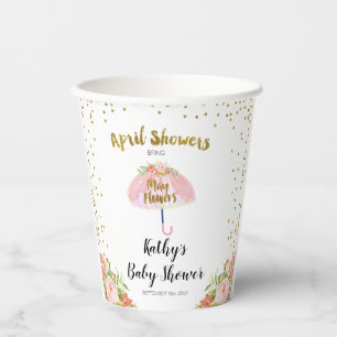 April Showers Bring May Flower Baby Shower Paper Cups