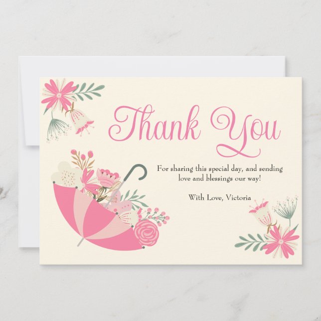 April Showers Bring May Flowers Baby Shower Thank You Card (Front)