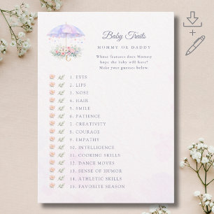 April Showers Bring May Flowers Baby Traits Card