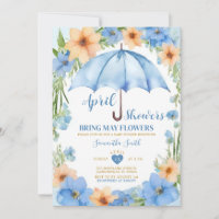 April Showers Bring May Flowers Blue Umbrella