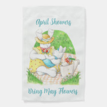 April Showers...Bring May Flowers Garden Flag