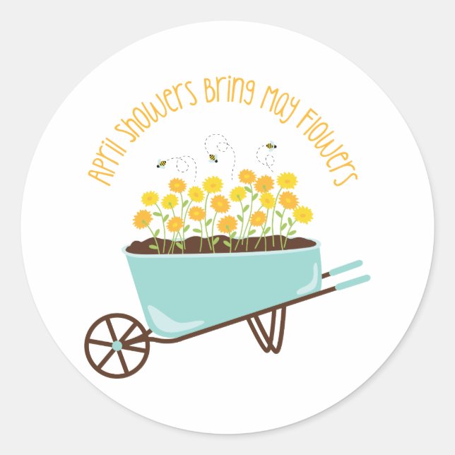 April Showers Classic Round Sticker (Front)
