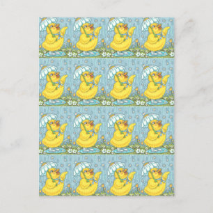 APRIL SHOWERS MAY FLOWERS, SPRING CHICK POSTCARD