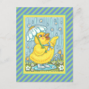 APRIL SHOWERS MAY FLOWERS, SPRING CHICK POSTCARD