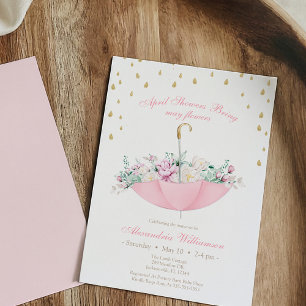 April Showers may umbrella floral Baby shower Invitation