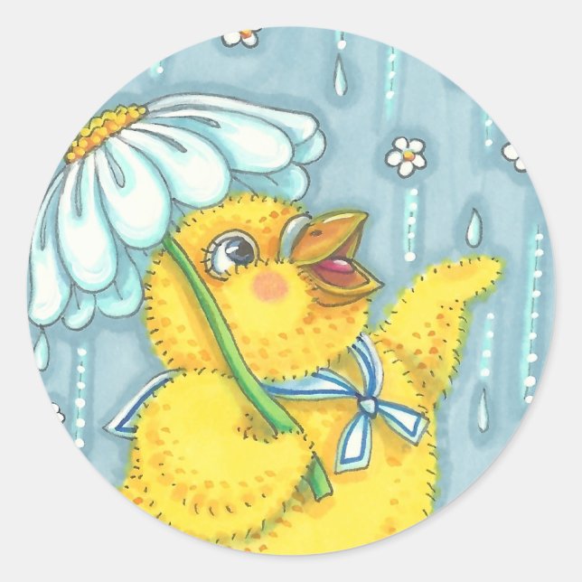 APRIL SHOWERS SPRING CHICK STICKERS Sheet (Front)
