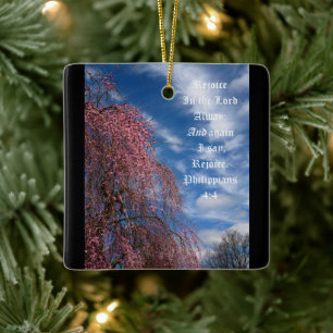 April Sky with Philippians 4:4 Ceramic Ornament