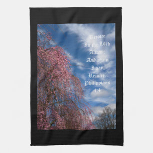 April Sky with Philippians 4:4 Kitchen Towel
