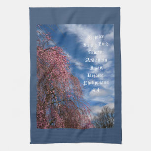 April Sky with Philippians 4:4 Kitchen Towel