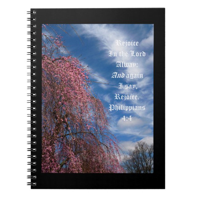 April Sky with Philippians 4:4 Notebook (Front)