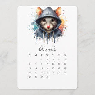 April Stand-Alone Calendar Mouse Mice Splash Art Menu