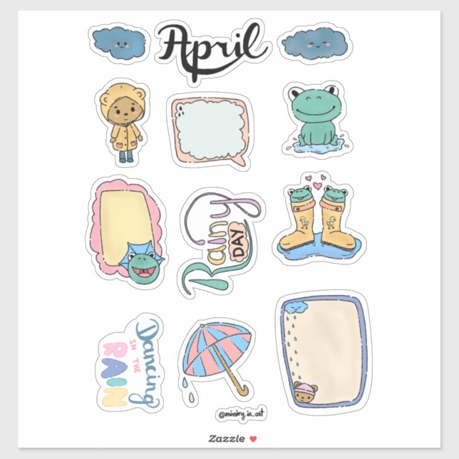 April Sticker Sheet – Rainy Days (Feuille)