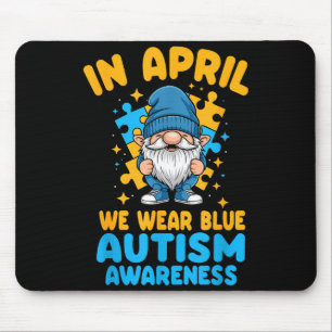 April wear blue autism acceptance gnome puzzle mouse pad