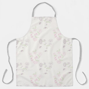 Apron Allover print Pink Purple Water Lily Foral 