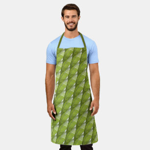Apron (ao) - Green Feather Shapes in Tiled Pattern