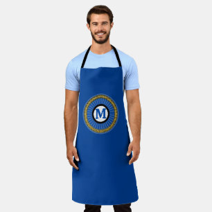 Apron - Blue - Personalized - Add Initial