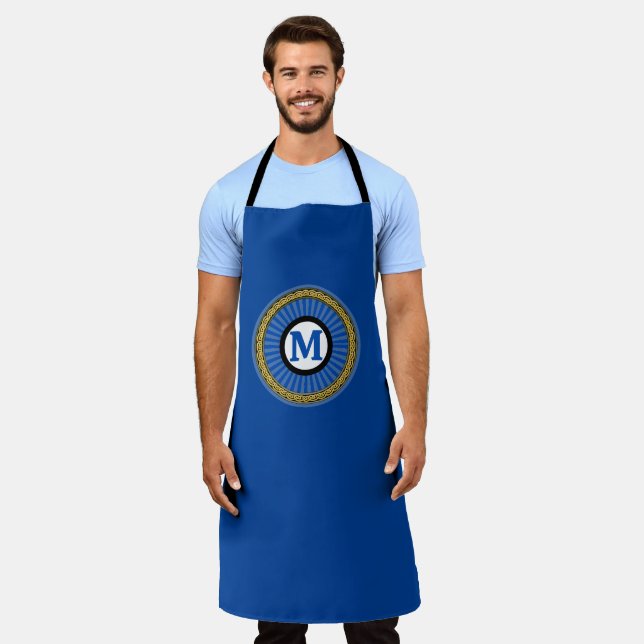 Apron -  Blue - Personalized - Add Initial (Worn)