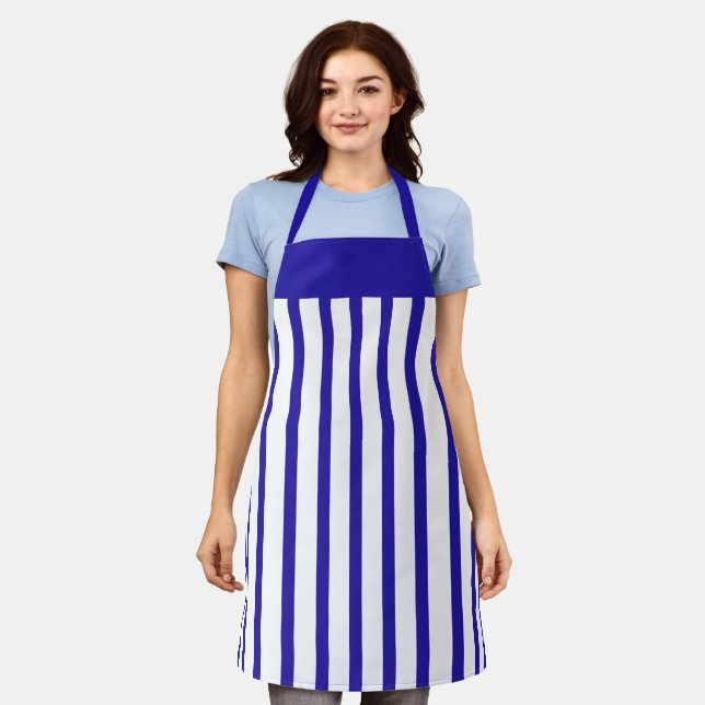 Apron Cafe Royal  Blue and White Stripe (Worn)