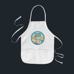 Apron Children Zeevie and Friends for Hanukkah Blu<br><div class="desc">A Hanukkah blue, children's apron. This "Zeevie and Friends" apron makes a wonderful gift for any child this Chanukah. Use it for baking, crafts or play to make any child's day! Personalize by deleting text, and adding your own. Choose your favourite font style, colour, and size. There are several different...</div>