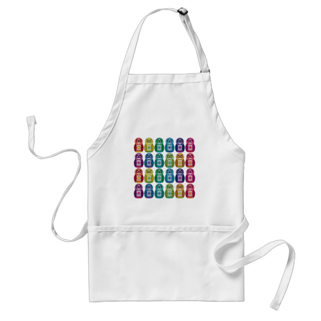 Apron - Cute Rainbow Matryoshka Owl (Front)