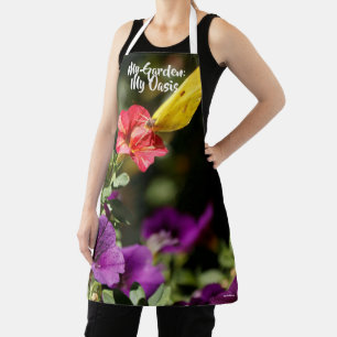 Apron featuring garden flowers and butterfly