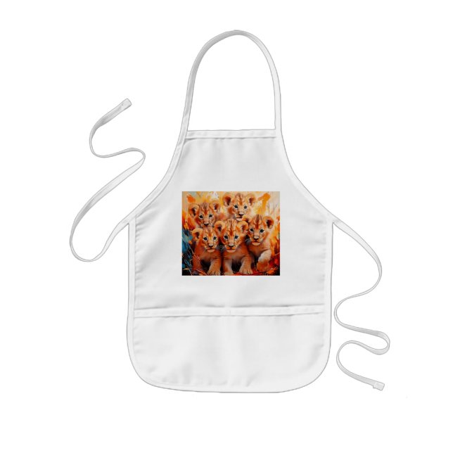 Apron- Five Lion Cubs Artwork Kids Apron (Front)