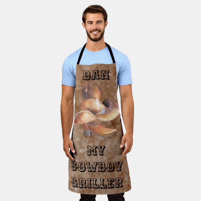 Apron Large Cowboy's Boot & Hat on Paint Griller (Worn)