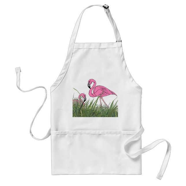APRON ~ LAWN FLAMINGOS YARD COOK-OUT TIKI BAR (Front)