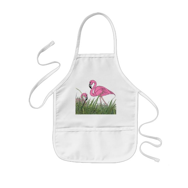 APRON ~ LAWN FLAMINGOS YARD COOK-OUT TIKI BAR (Front)