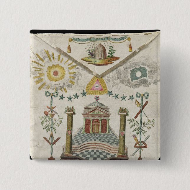 Apron of a Master of Saint-Julien Lodge in 2 Inch Square Button (Front)