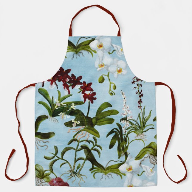 Apron - Orchid Pattern in Blue (Front)