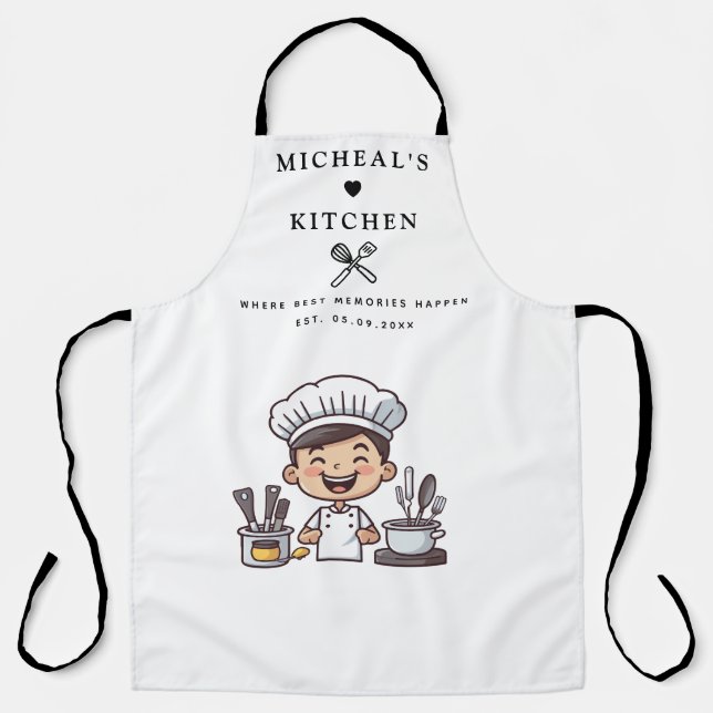 Apron | Personalized Kitchen Name & Male Chef  (Front)