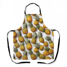 Apron - Pineapples in a grid pattern, food theme