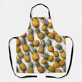 Apron - Pineapples in a grid pattern, food theme