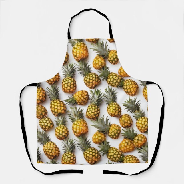 Apron - Pineapples in a grid pattern, food theme (Front)
