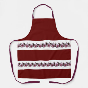 Apron - Plum Blossoms on White Stripes