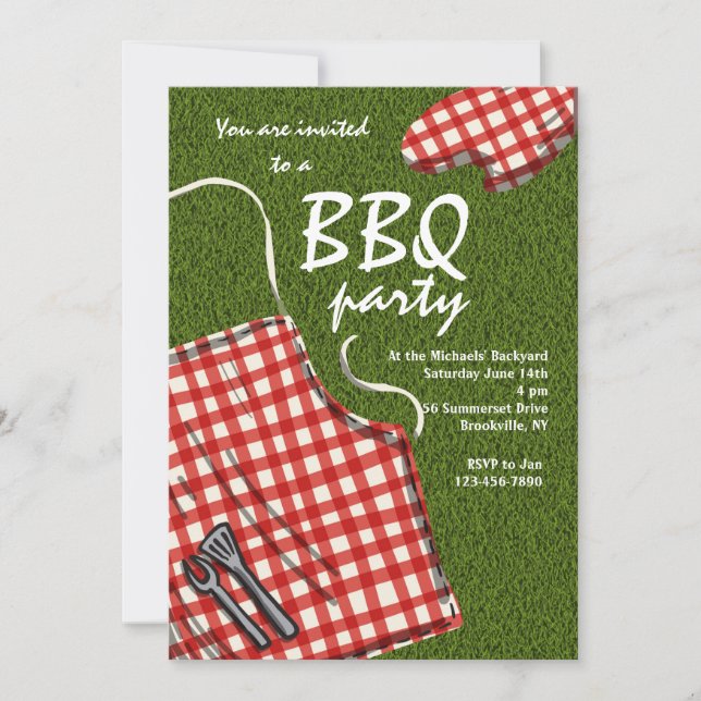 Apron Ready for a BBQ Invitation (Front)