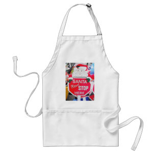 Apron Santa & Stop Here Sign