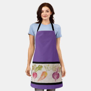 Apron - Watercolor Radish, Carrot, Beet