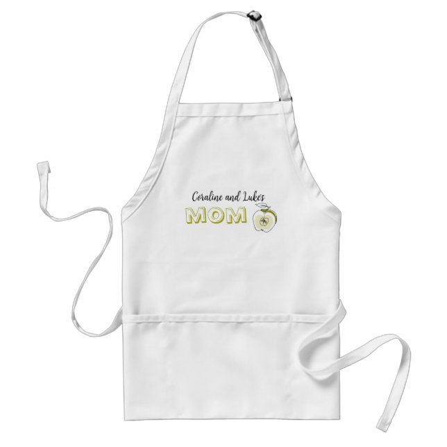 Apron with an apple and the inscription “mom”. (Front)