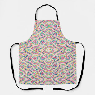 Apron with intricate, colourful abstract patterns 