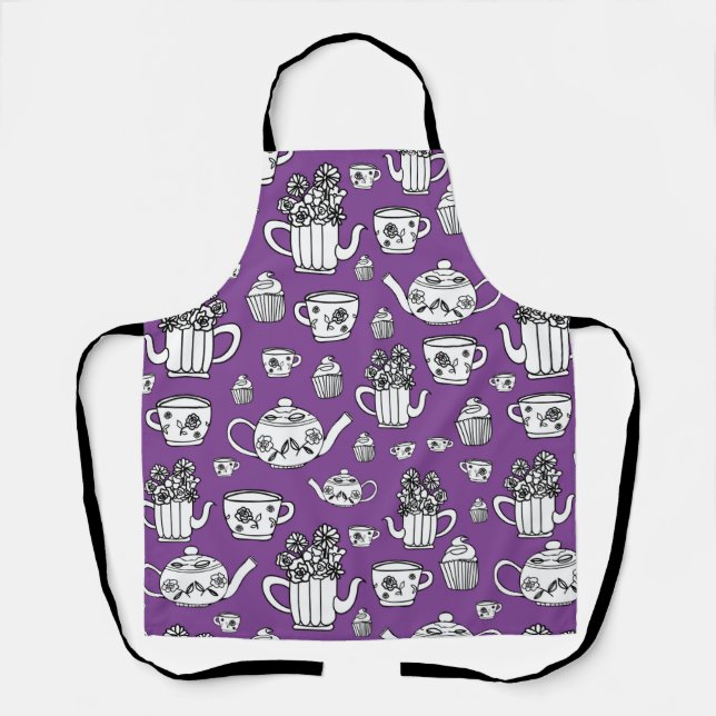 apron with vectorial Garden Tea Party elements (Front)