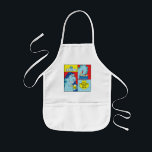 Aprons Children's Hanukkah Latke Eating Dinosaur<br><div class="desc">A Hanukkah children's apron. This "Latke Eating Dinosaur" makes a wonderful gift for any child this Chanukah. Use it for baking, crafts or play to make any child's day! To personalize simply delete text, "Eat and Spin with Katie" and replace with your own message. Choose your favourite font style, colour,...</div>