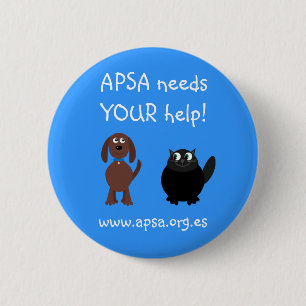 APSA Animal Protection Charity Cartoon Dog & Cat 2 Inch Round Button