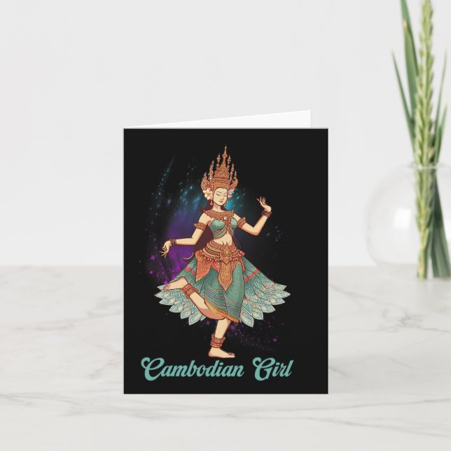 Apsara Dancing Cambodian Dance Khmer Queen Cambodi Card (Front)