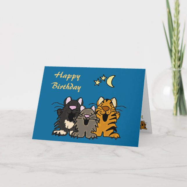 AQ- chats chantant la carte d'anniversaire (Devant)